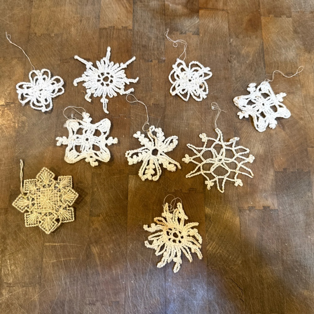 Vintage Handcrafted Lace Snowflake Ornaments Unique Handmade Crochet Christmas